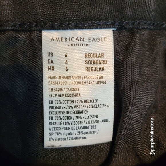 American Eagle Jeans 6 R Curvy Highest Rise Jegging Next Level Stretch Black - Picture 6 of 12